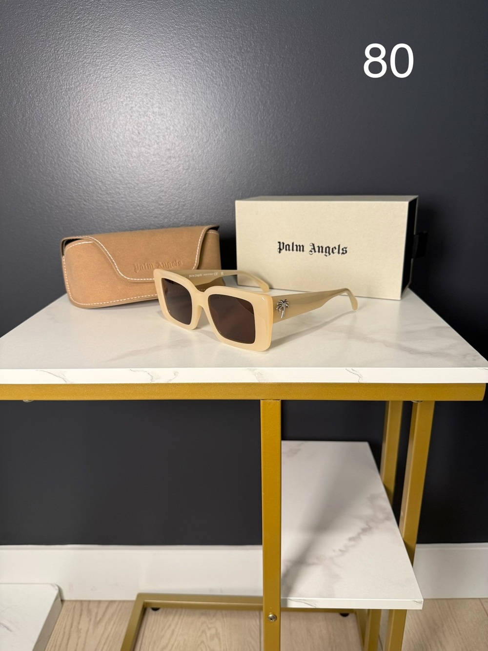 Palm Angels Beige Square Sunglasses with Brown Lenses